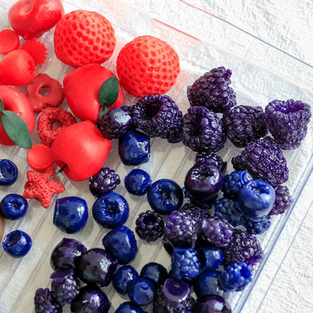 Candle Making Supplies Wholesale - フルーツシミュレーションキャンドルシリコンモールド、3Dブルーベリー、ラズベリー型フォンダン型、DIYチョコレートベーキングモールド、ケーキ装飾ツール、新しい