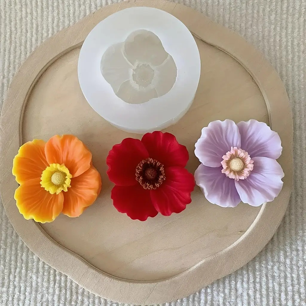 Candle Making Party - 花の形をしたシリコンキャンドル型、石鹸、粘土、樹脂工芸品、家の装飾、さまざまなホリデーギフトの作成に使用できます。