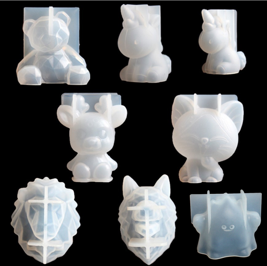 Candle Making Ideas - 透明ユニコーンシリコーンエポキシ樹脂金型ジオメトリクマウサギ型動物アロマキャンドル作成フォーム装飾ツール