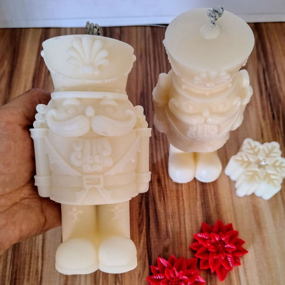 Candle Making Fat - くるみ割り人形兵士シリコンキャンドル型3Dひげ男彫刻石膏型DIY太った将校樹脂香りキャンドル作り家の装飾