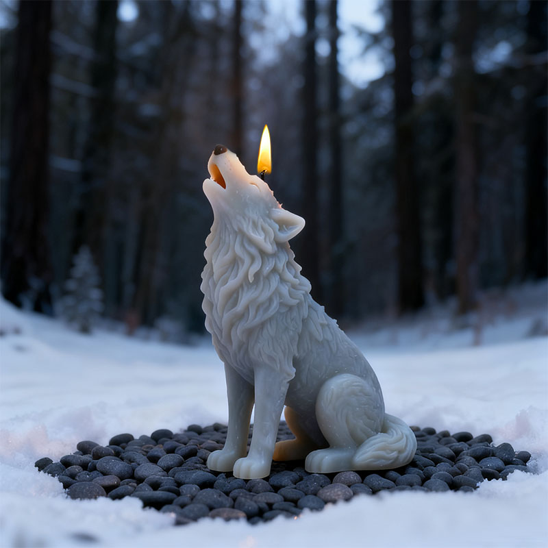 Candle Making Supplies Wholesale - 雪原ハウリングムーンウルフキャンドルモールドシリコーンDIY手作りアロマセラピーワックスモールドフォレストスタイルワイルド装飾アート手作りツール
