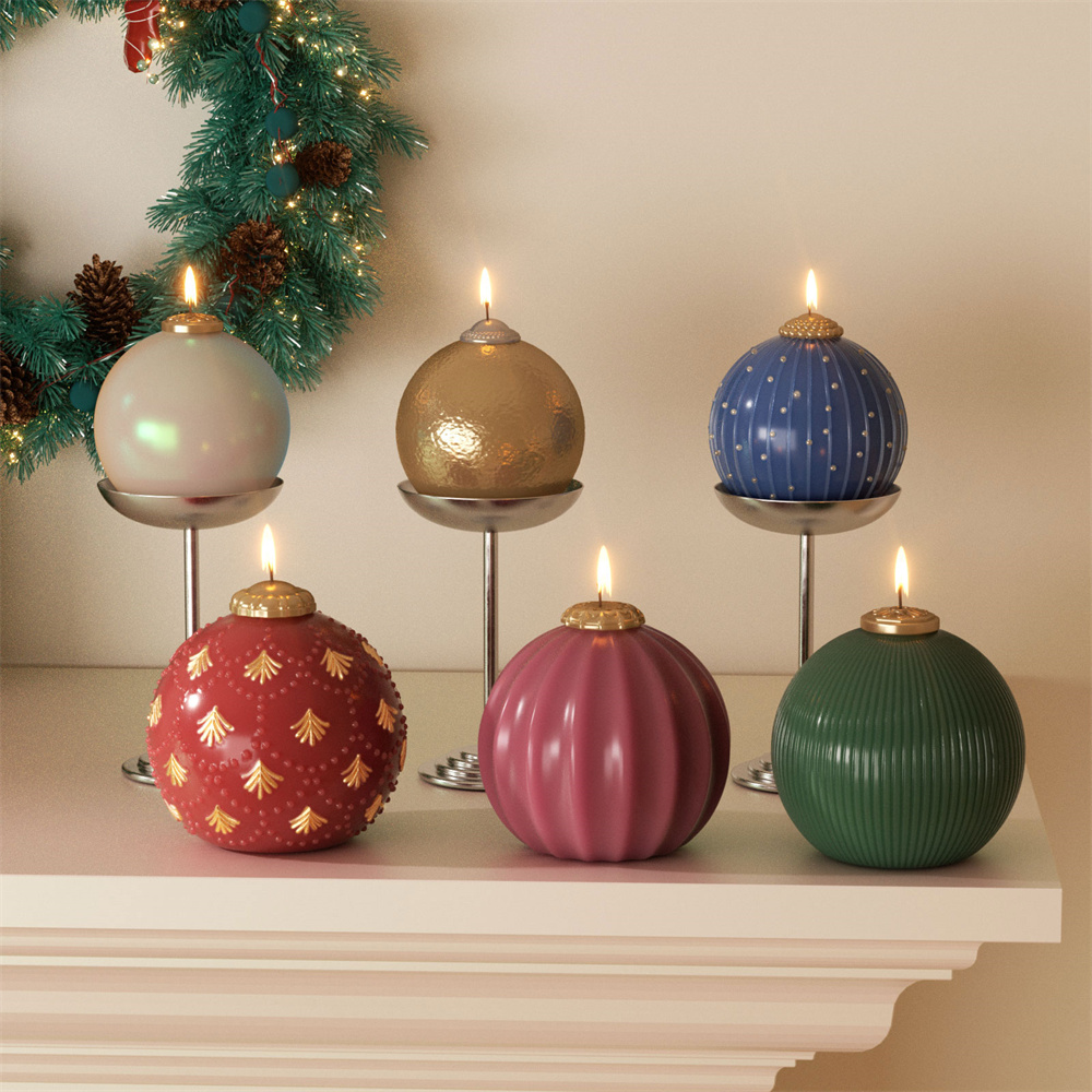 Candle Making Ideas - ニコールクリスマスボールキャンドルシリコーン型 DIY 香り付きキャンドル作成型クリスマスギフトツール家の装飾