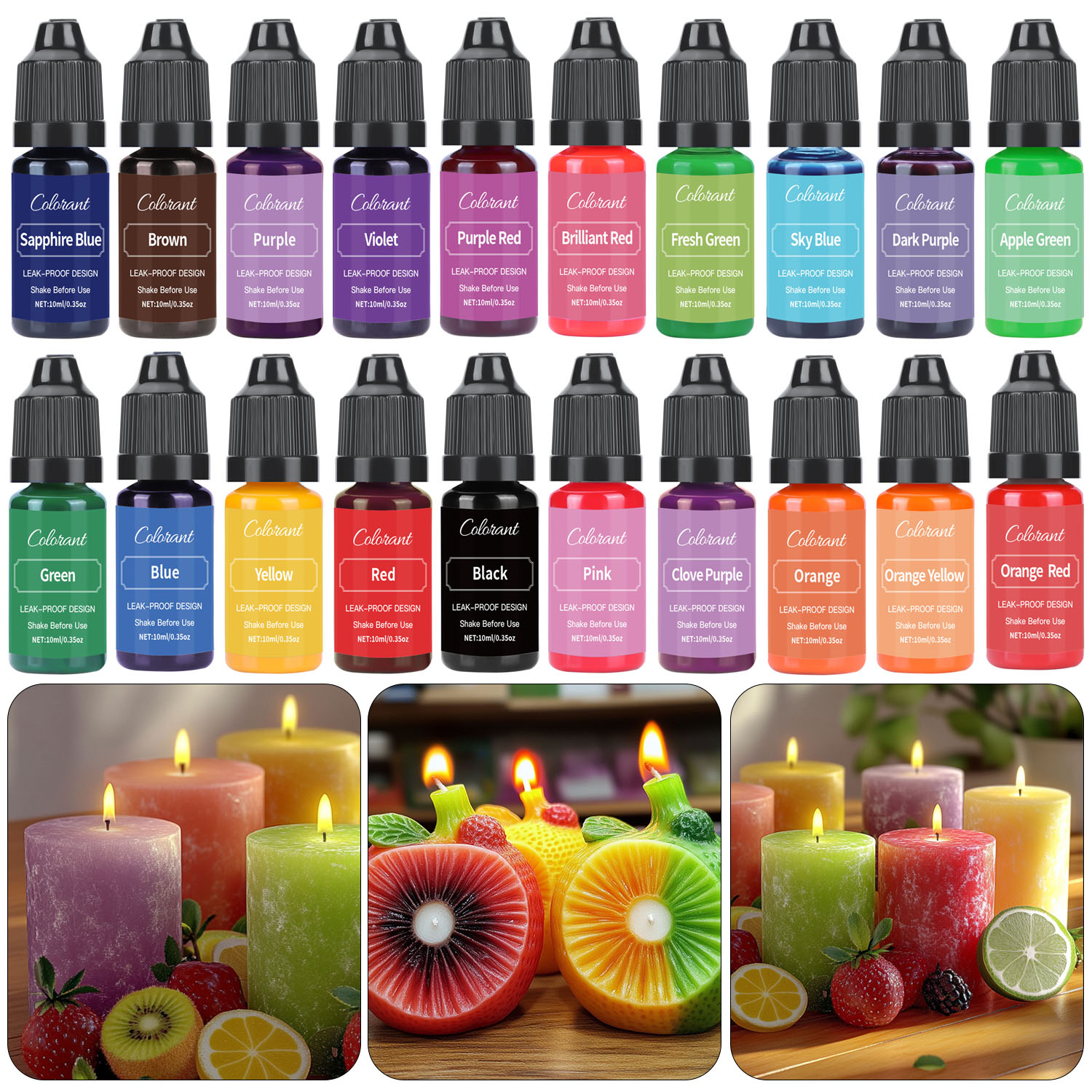 Candle Dye Chip - 液体キノコ金箔,大豆キャンドル作り,樹脂工芸品,石鹸顔料,銀