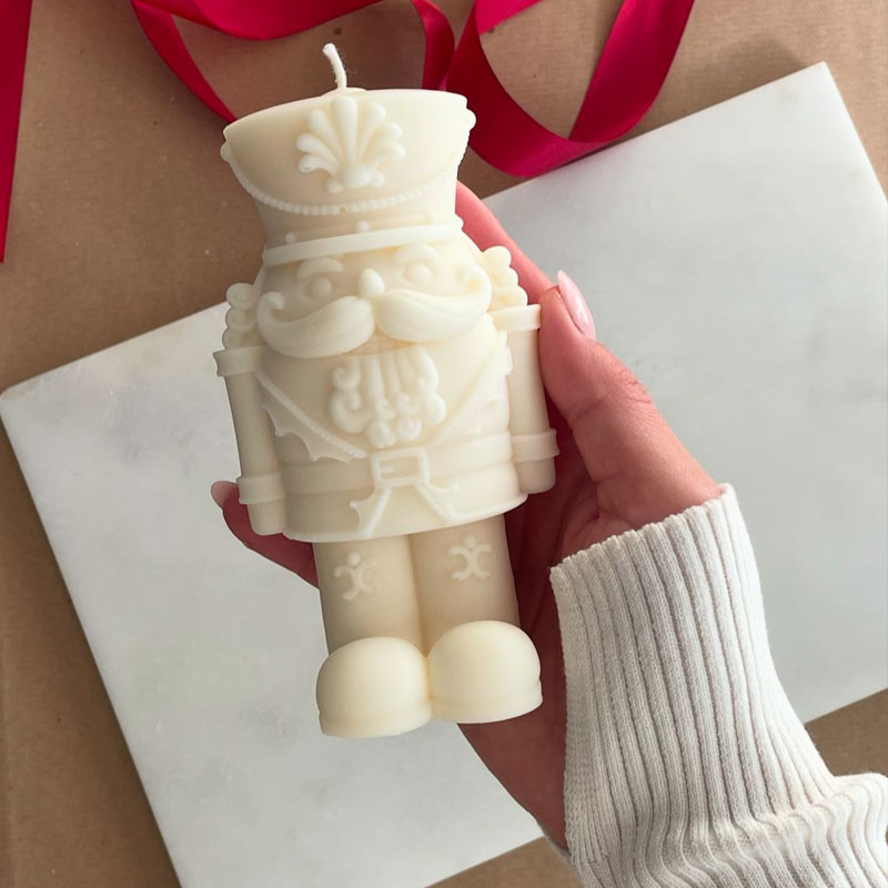 Candle Making Fat - くるみ割り人形兵士キャンドル型 DIY クルミ兵士シリコン型 太いひげの人形樹脂型 石膏製作ツール クラフトギフト