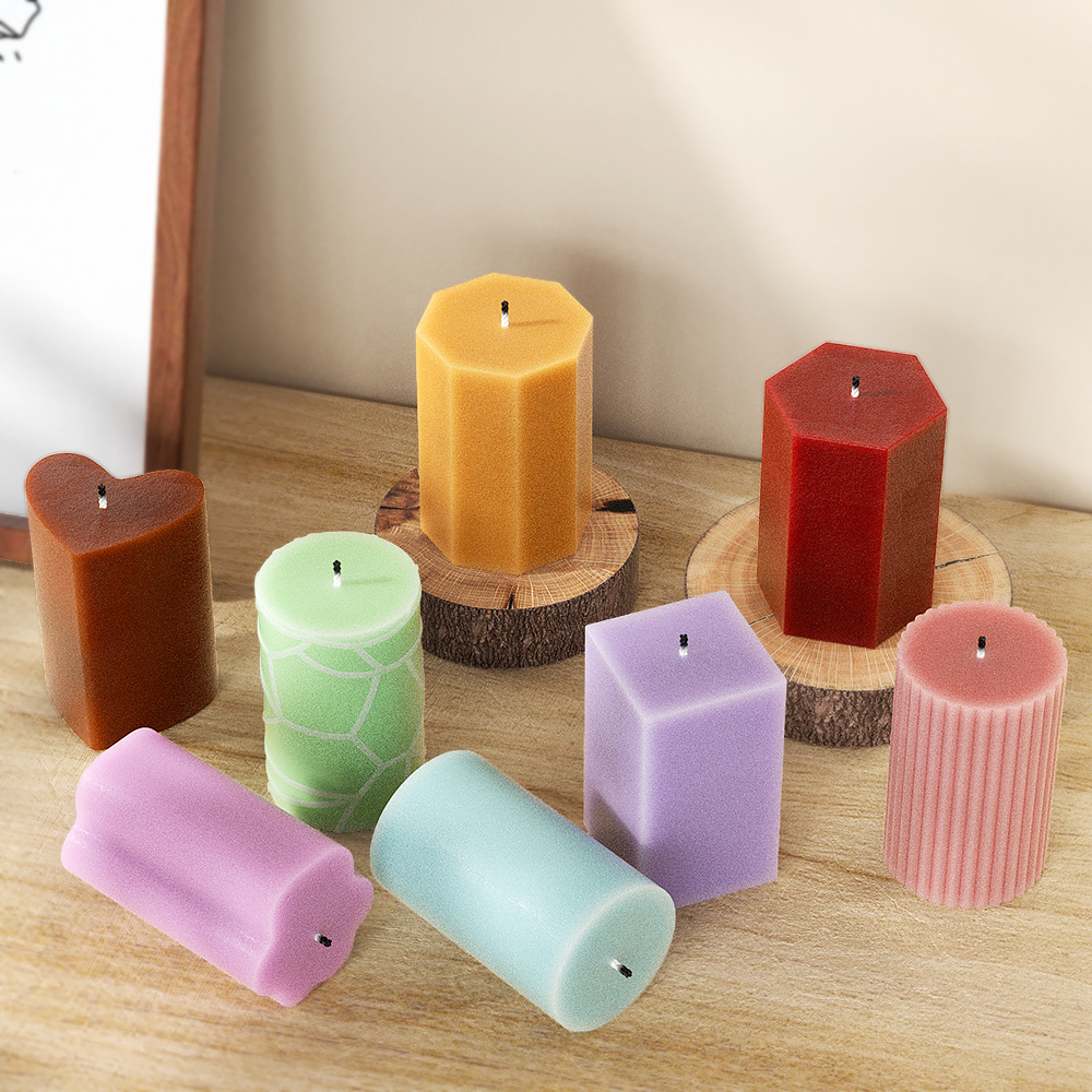Candle Making Party - 幾何学コラムシリコンモールドキャンドルクラックストライプシリンダー石膏作成ツール正方形柱樹脂金型 DIY 誕生日プレゼント