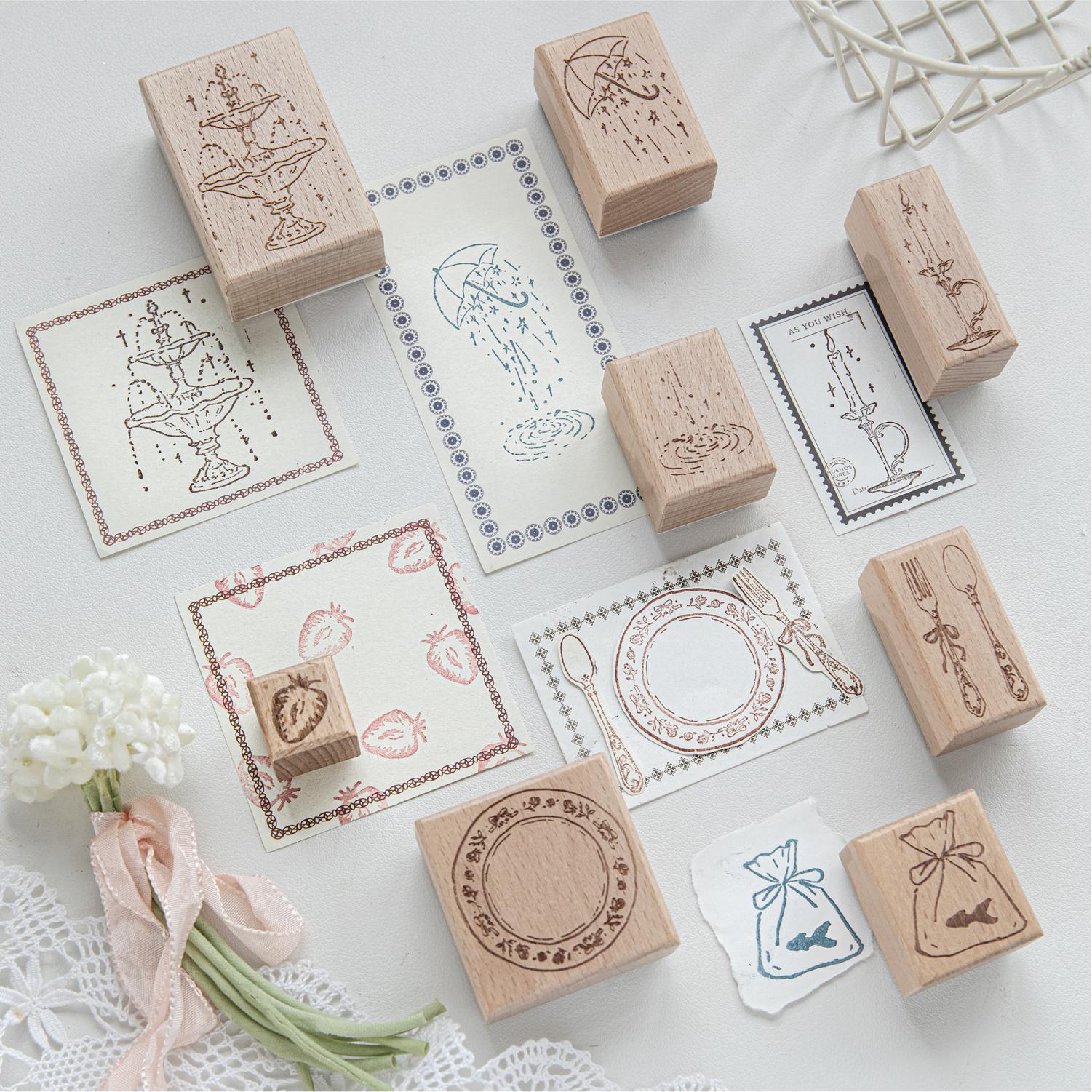 Candle Making Activity - 噴水キャンドル食器キャンドルテーブルウェアデザイン木製スタンプDIYクラフト用品スクラップブッキング材料文房具趣味用シール