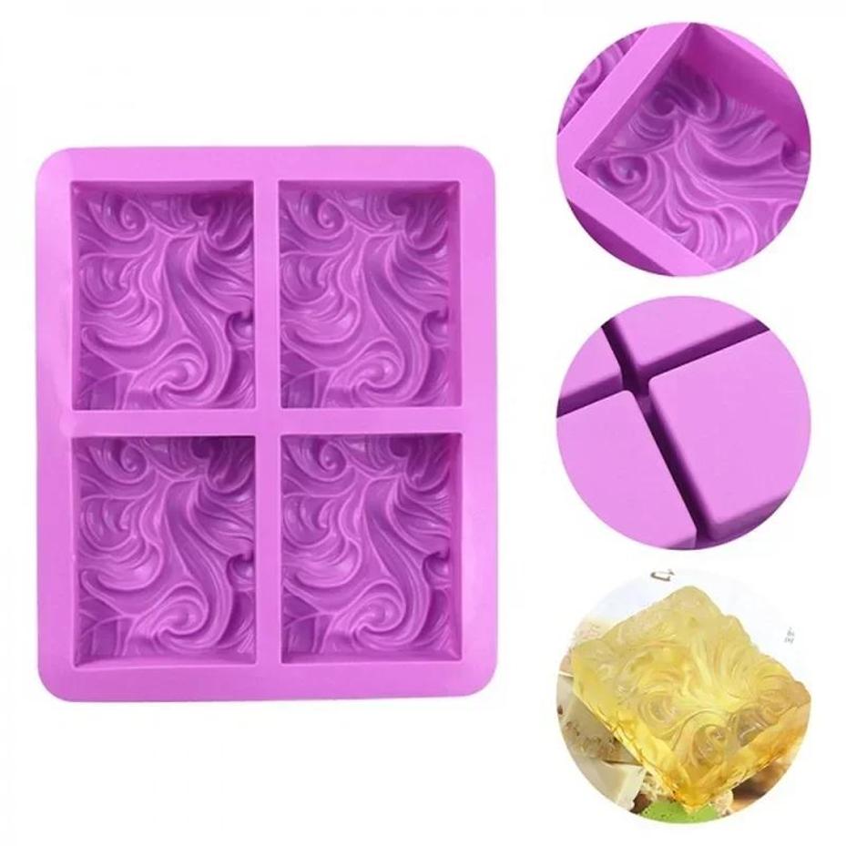 Candle Making Supplies Wholesale - クリエイティブな1個入りケーキデコレーションベーキングツール、4つの空洞を持つ花の形をしたシリコン製DIY手作り石鹸キャンドルケーキ型クラフト石鹸型