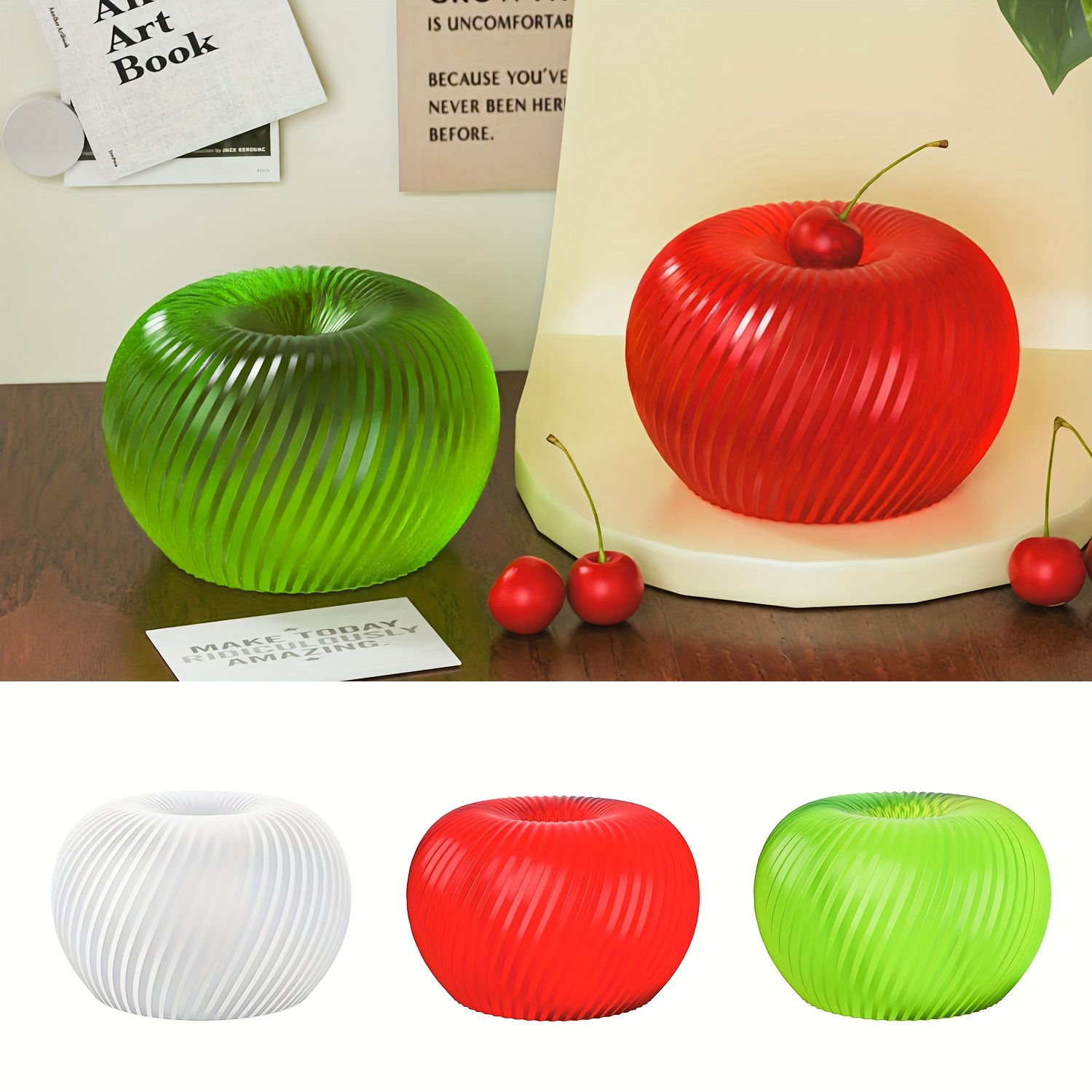 Candle Making Ideas - 石鹸、キャンドル、石膏工芸品の作成に適した、おしゃれな赤いリンゴ型のシリコンモールドで、お手入れが簡単です。