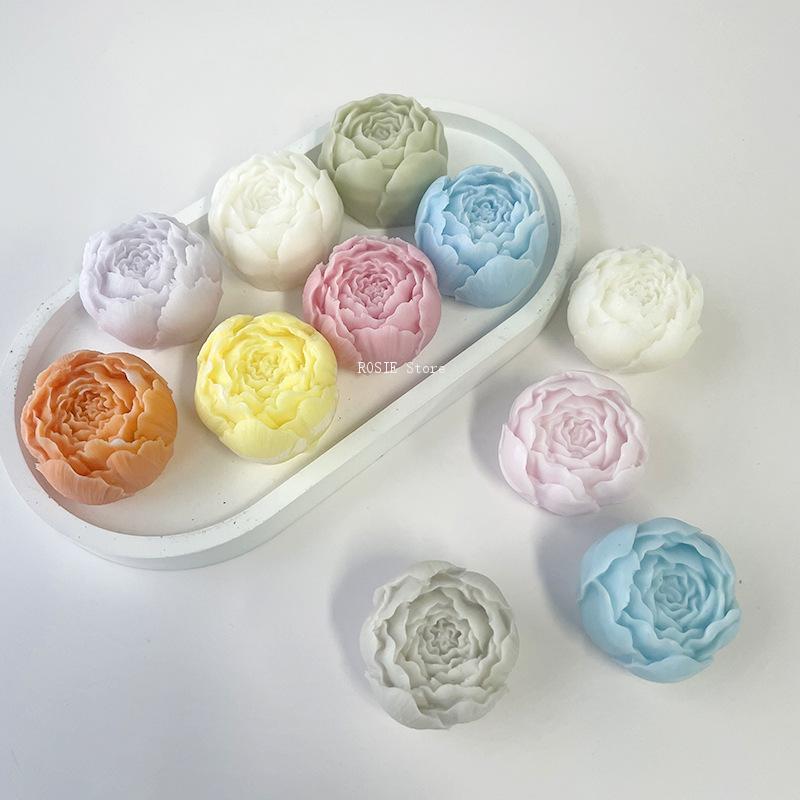 Candle Making Supplies Wholesale - 3D牡丹シリコンモールド,アロマテラピーキャンドル型,バラのケーキデコレーション,フォームチョコレート型,DIYキャンドル作りツール