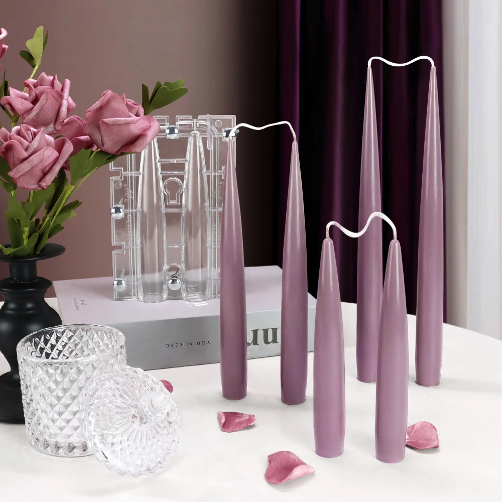 Candle Making Supplies Wholesale - ダブル尖った柱キャンドルアクリルモールド接続シリンダーキャンドルホルダープラスチック Moldwedding 装飾ホーム燭台作成ツール