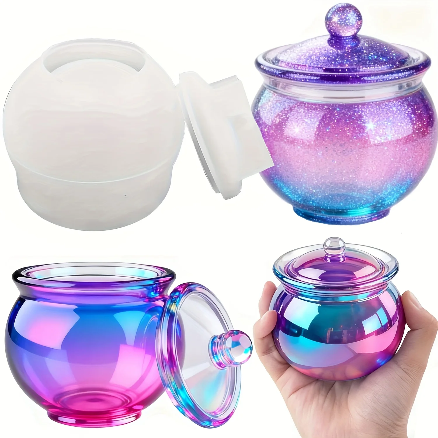 Candle Making Jug - 蓋付きの丸い樹脂製缶型1セット、DIYジュエリー収納ボックス、コンクリートキャンドル容器、ギフトや家の装飾に