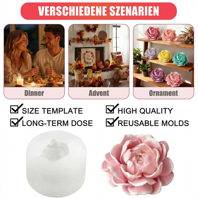ジャスミンフラワーキャンドルシリコンモールド、3D花柄シリコ - Candle Making Jug のレビューと価格