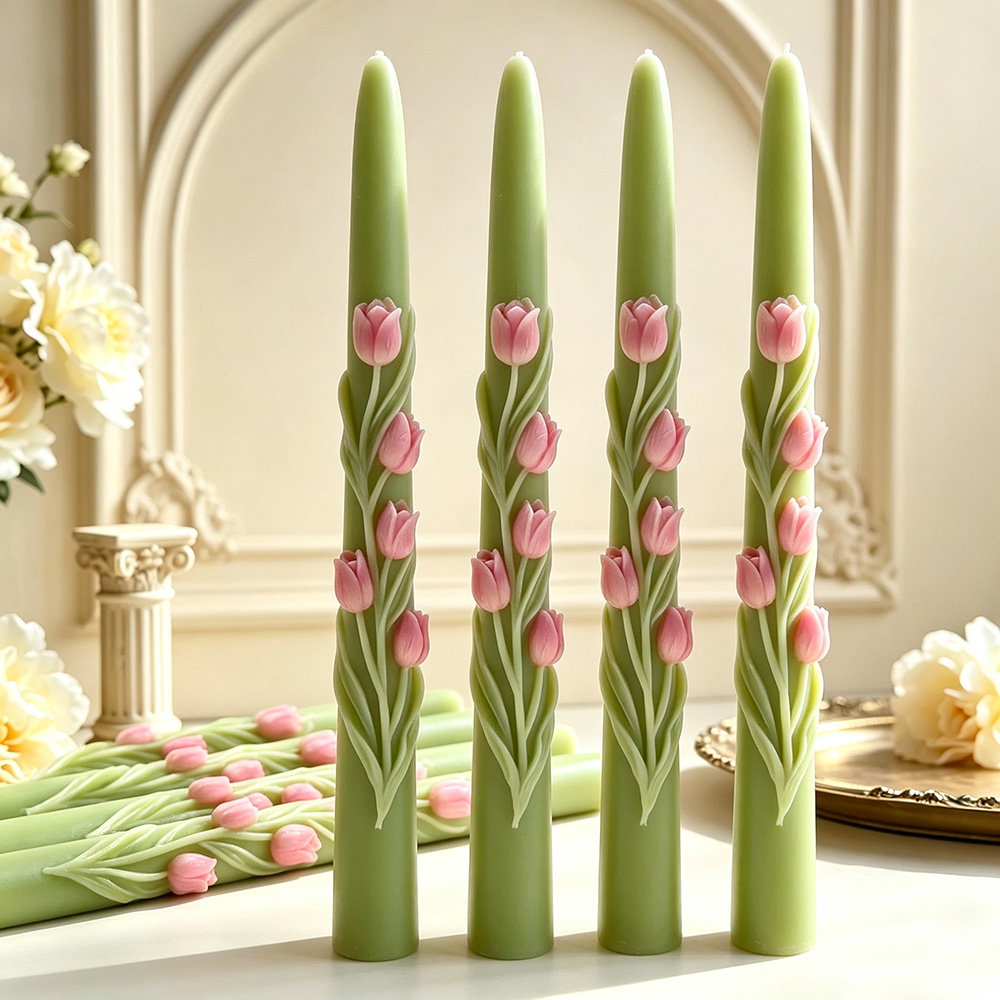 ロングポールフラワーテーパーキャンドルシリコンモールド3Dエ - Candle Making Party のレビューと価格