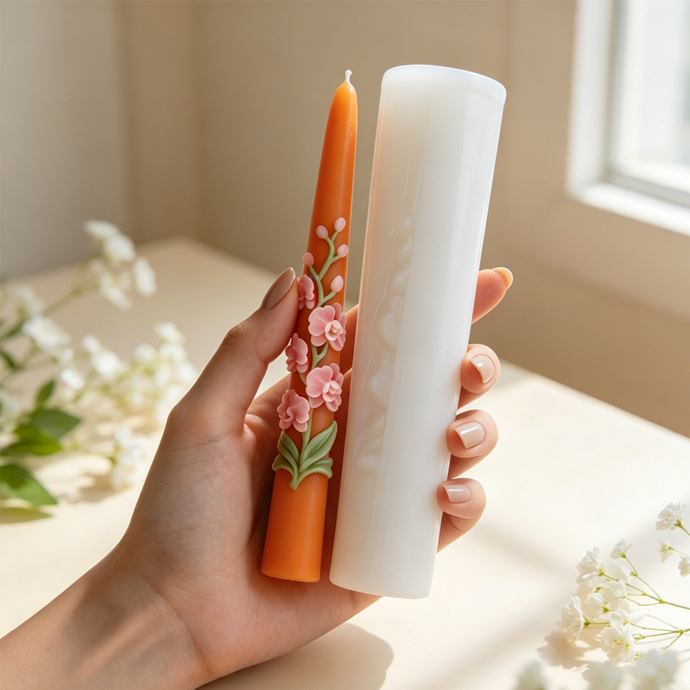 ロングポールフラワーテーパーキャンドルシリコンモールド3Dエ - Candle Making Party のレビューと価格