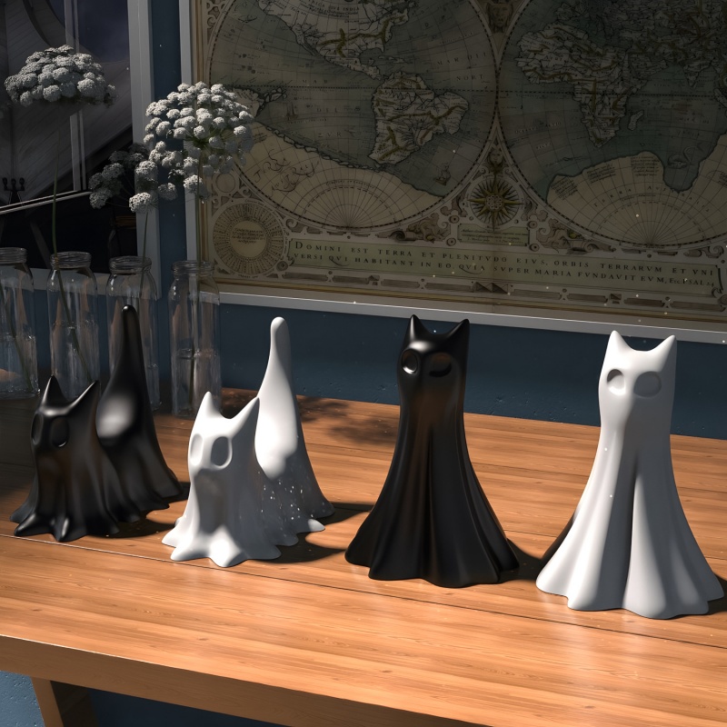 ゴースト猫ハロウィンデスクトップ飾り石膏シリコーン型 DIY - Candle Making Ideas のレビューと価格
