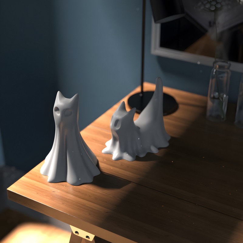 ゴースト猫ハロウィンデスクトップ飾り石膏シリコーン型 DIY - Candle Making Ideas のレビューと価格