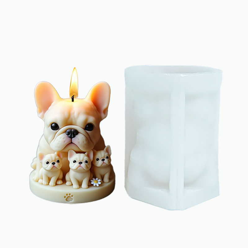 フレンチブルドッグの子犬の足跡3Dシリコンキャンドル型、高温 - Candle Making Supplies Wholesale のレビューと価格