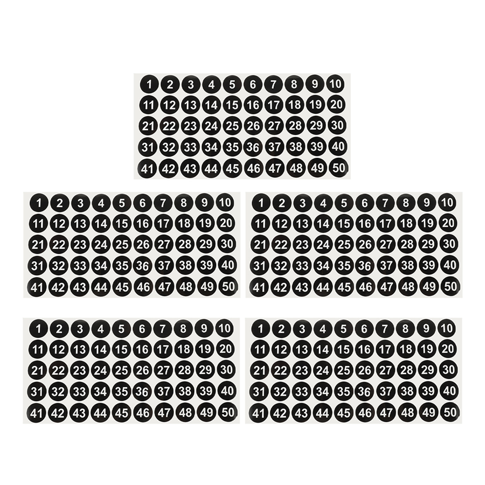 5枚入り 丸型デジタル数字ステッカー 1～50 防水 自己粘 - Label Sticker Round のレビューと価格