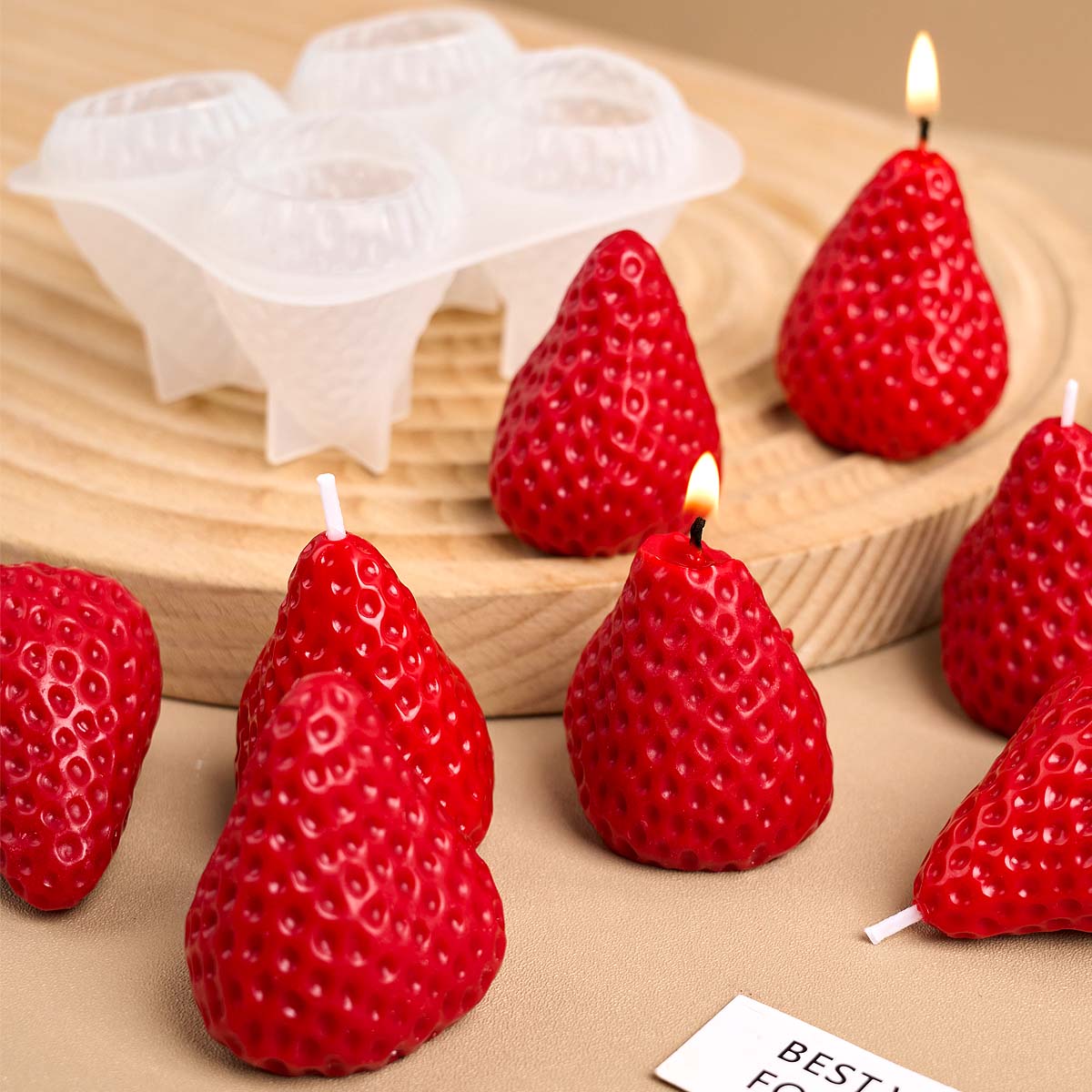 4 個イチゴシリコーンキャンドルモールド DIY バレンタイ - Candle Making Party のレビューと価格