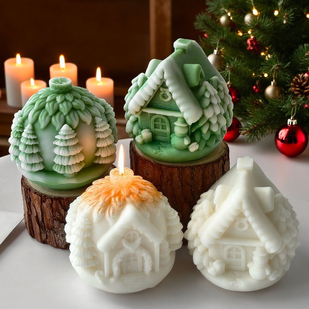DIY クリスマスツリーハウスシリコーン型手作りアロマキャン - Candle Making Activity のレビューと価格
