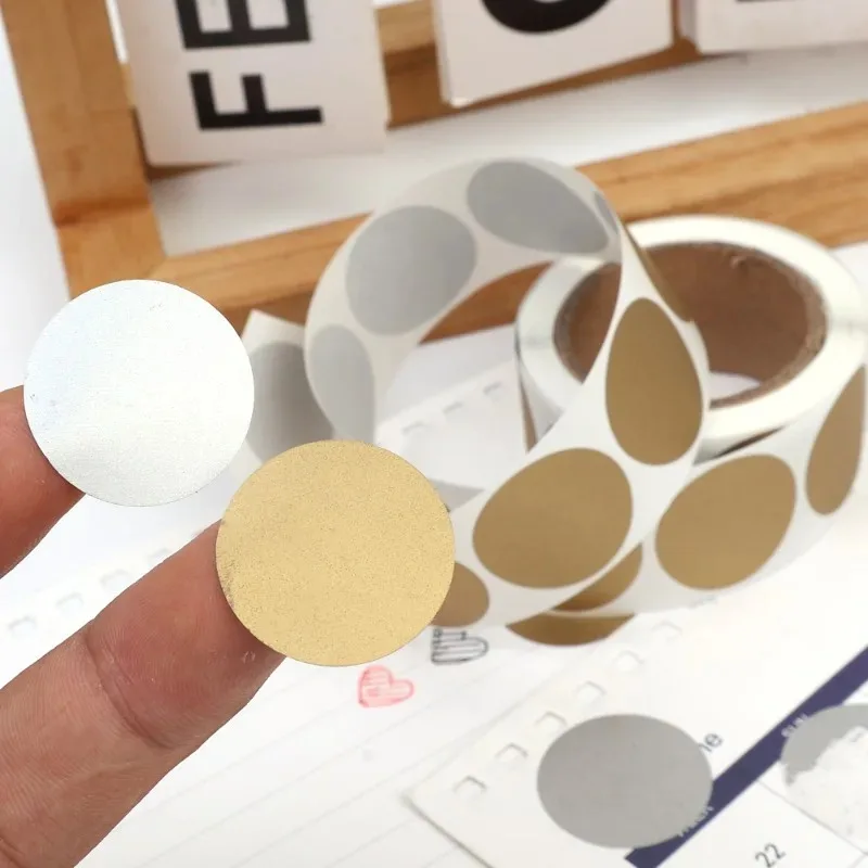 300 個スクラッチオフステッカー丸型ラベルステッカーゴール - Label Sticker Round のレビューと価格
