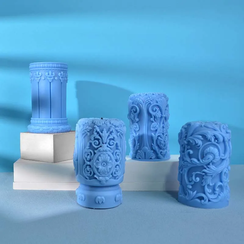 彫刻ローマ柱キャンドルシリコーン型フラワーレリーフシリンダー - Candle Making Party のレビューと価格