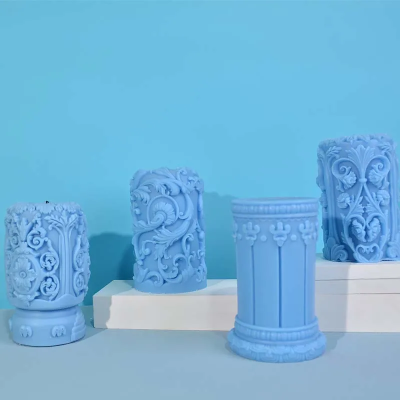 彫刻ローマ柱キャンドルシリコーン型フラワーレリーフシリンダー - Candle Making Party のレビューと価格